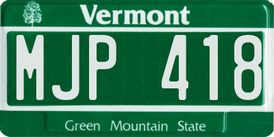 VT license plate MJP418