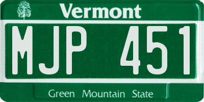 VT license plate MJP451