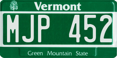 VT license plate MJP452