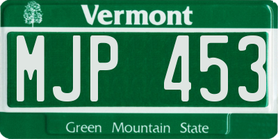 VT license plate MJP453
