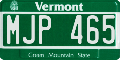 VT license plate MJP465