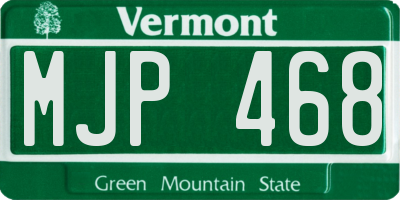 VT license plate MJP468