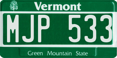 VT license plate MJP533