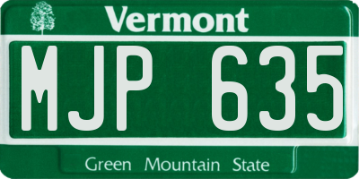 VT license plate MJP635