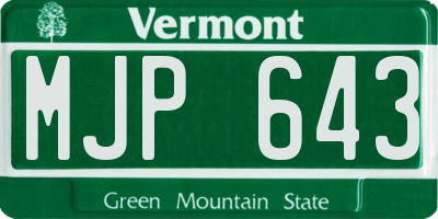 VT license plate MJP643