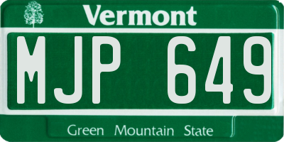 VT license plate MJP649