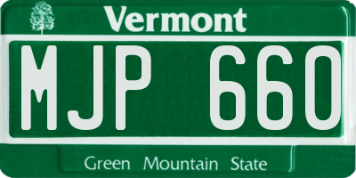 VT license plate MJP660