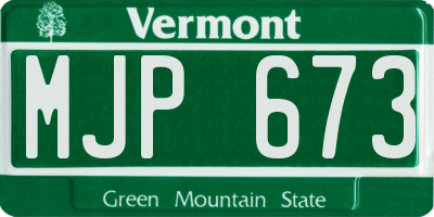 VT license plate MJP673
