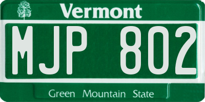 VT license plate MJP802