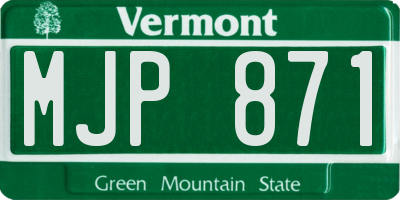 VT license plate MJP871