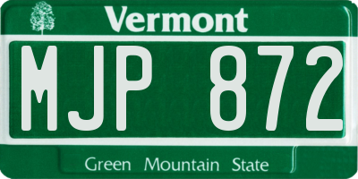 VT license plate MJP872
