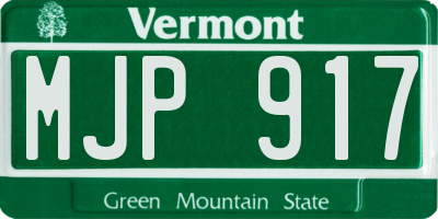 VT license plate MJP917