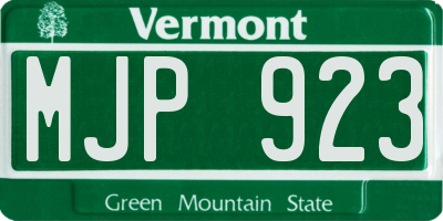 VT license plate MJP923