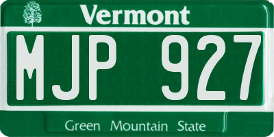 VT license plate MJP927
