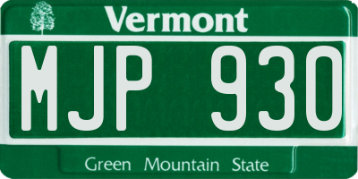 VT license plate MJP930