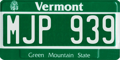 VT license plate MJP939