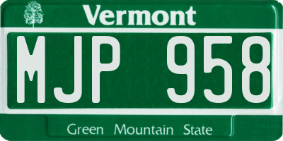 VT license plate MJP958