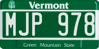 VT license plate MJP978