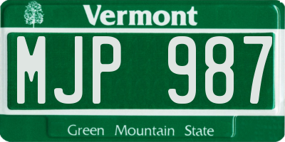 VT license plate MJP987