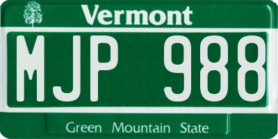 VT license plate MJP988