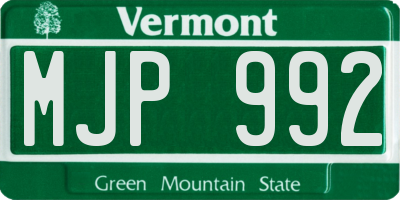 VT license plate MJP992