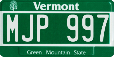 VT license plate MJP997