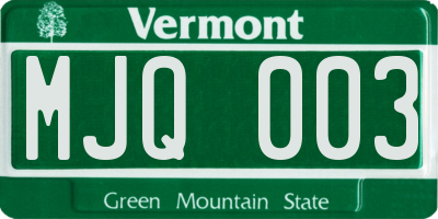VT license plate MJQ003