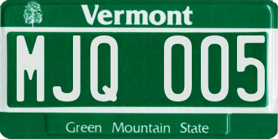 VT license plate MJQ005