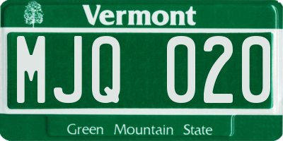 VT license plate MJQ020