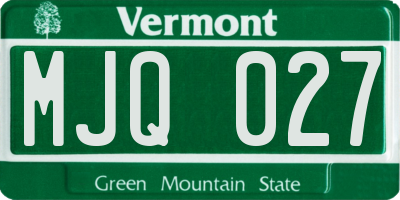 VT license plate MJQ027