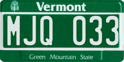 VT license plate MJQ033