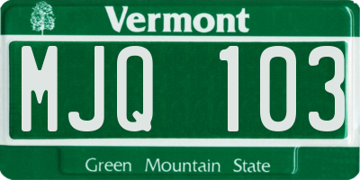VT license plate MJQ103