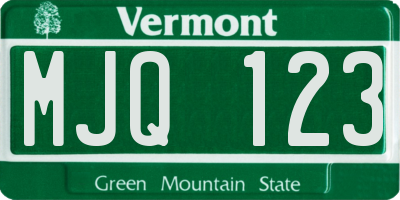VT license plate MJQ123