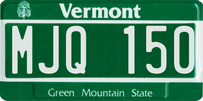 VT license plate MJQ150