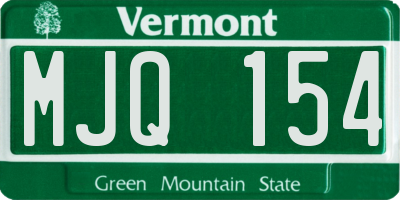 VT license plate MJQ154