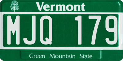 VT license plate MJQ179