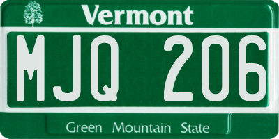 VT license plate MJQ206