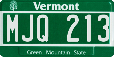 VT license plate MJQ213