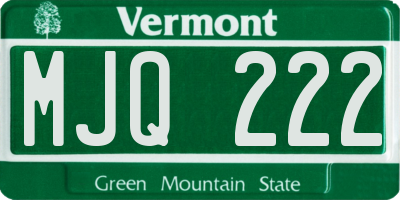 VT license plate MJQ222