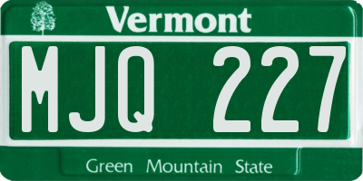 VT license plate MJQ227