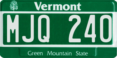 VT license plate MJQ240