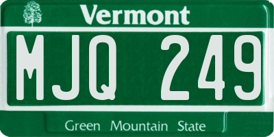 VT license plate MJQ249