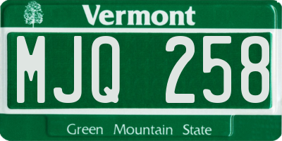 VT license plate MJQ258