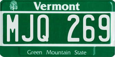 VT license plate MJQ269