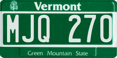 VT license plate MJQ270
