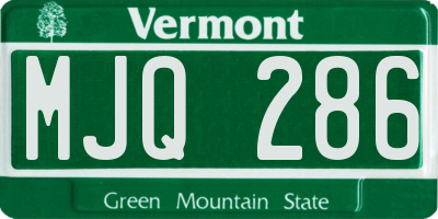 VT license plate MJQ286