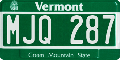 VT license plate MJQ287
