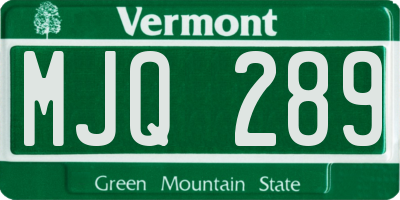 VT license plate MJQ289