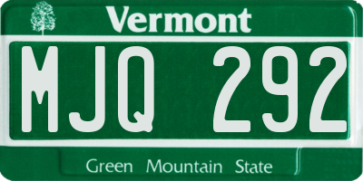 VT license plate MJQ292