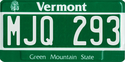 VT license plate MJQ293